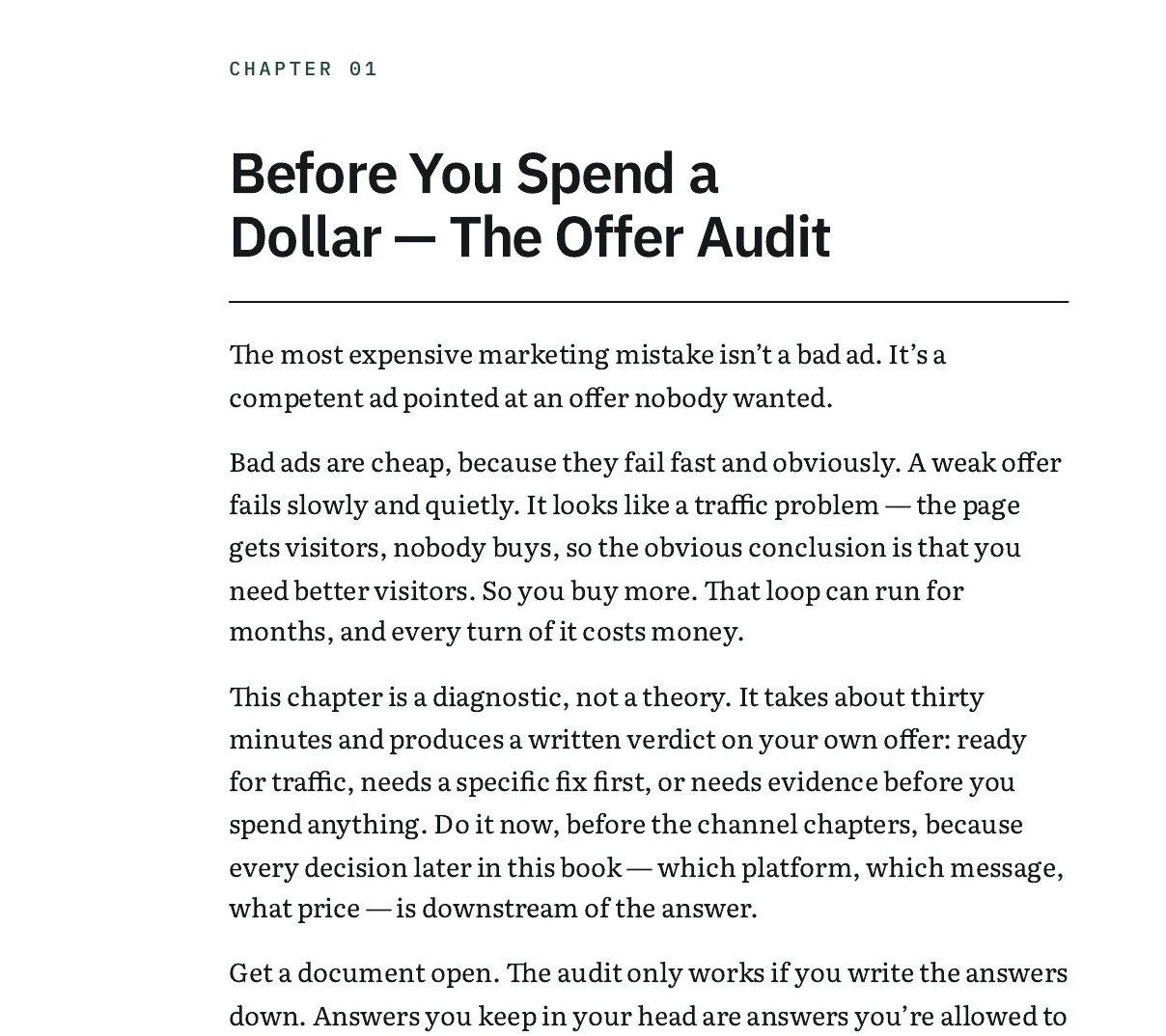 Chapter 1, the offer audit